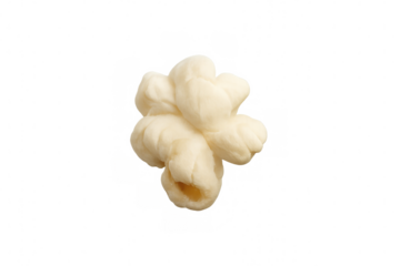 Popcorn piece flying in air, isolated snack food, enjoying movie time and entertainment treats