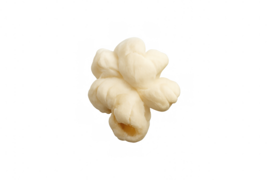 Popcorn piece flying in air, isolated snack food, enjoying movie time and entertainment treats