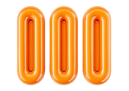 Three identical, rounded, orange, elongated oval shapes, on black, with light reflections