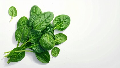 Obraz premium Spinach Leaves on White Background HD