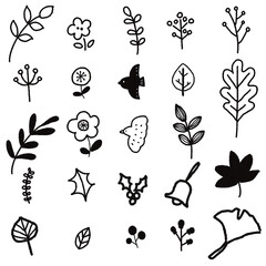 シンプルな葉っぱのアイコン素材セット