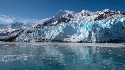 Glacier landscape with mountains and water