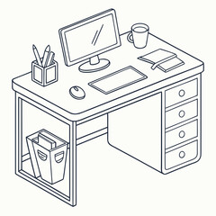 Vector art of isometric desk illustration