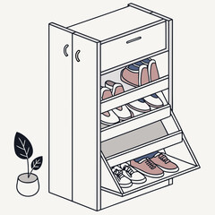 Vector art of shoe cabinet