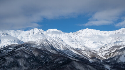 冠雪の山並み　北アルプス　長野県白馬村