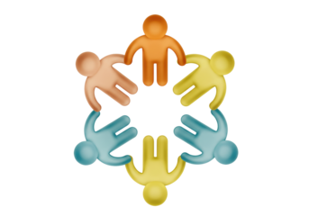 Isolated group of people in a circle, teamwork concept, cooperation and partnership, colorful