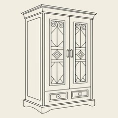 Vector art of wardrobe line drawing design