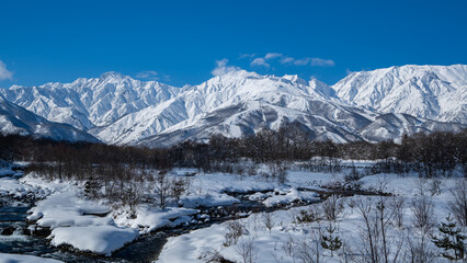 冠雪の山並み　北アルプス　長野県白馬村