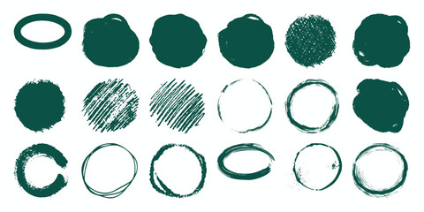 Collection of Hand-Drawn Green Circles and Shapes © ThephotoLab