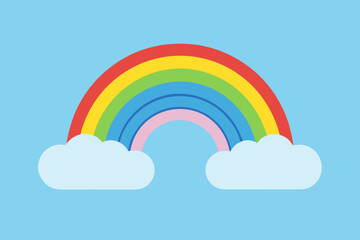 A simple cartoon of a cloudy sky with rainbows vector illustration
