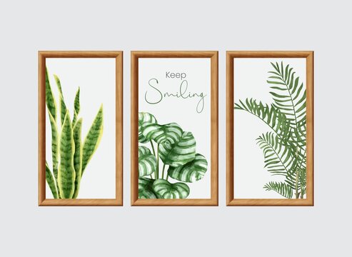 Botanical art illustration wall frame with quote