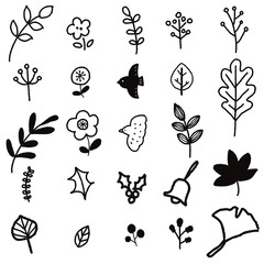 シンプルな葉っぱのアイコン素材セット