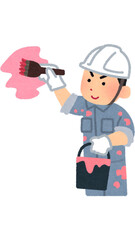 A cartoon girl with a gift box and a construction helmet is an illustration of a builder child character at work
