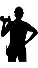 Black vector silhouette illustration of a standing businessman body outline with a gun shadow, a young man or boy