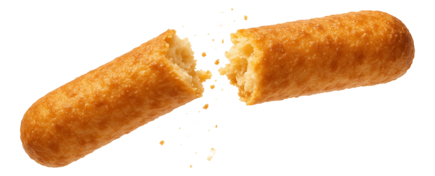 A crispy breadstick snapped in half, sending tiny shards into the air.