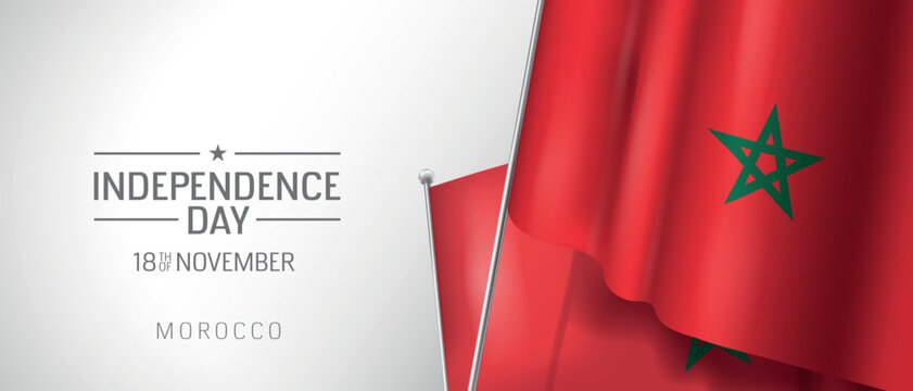 Morocco happy independence day greeting card, banner vector illustration