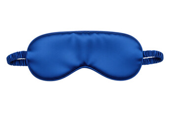 Isolated blue satin eye mask for sleeping rests on surface to improve your sleep cycle