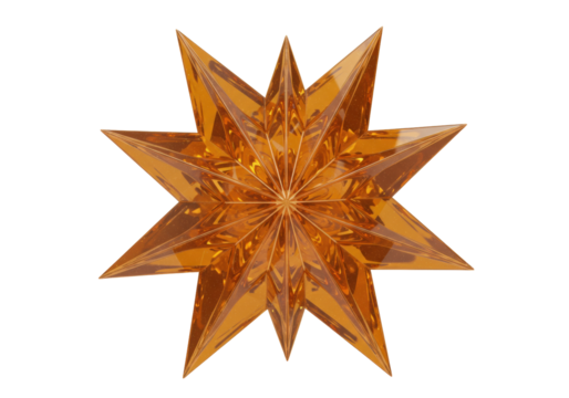Isolated golden brown shiny star decoration, holiday season celebratory design element