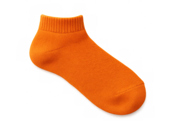Orange crew ankle sock against a transparent background, offering warmth and comfort for sports or casual attire
