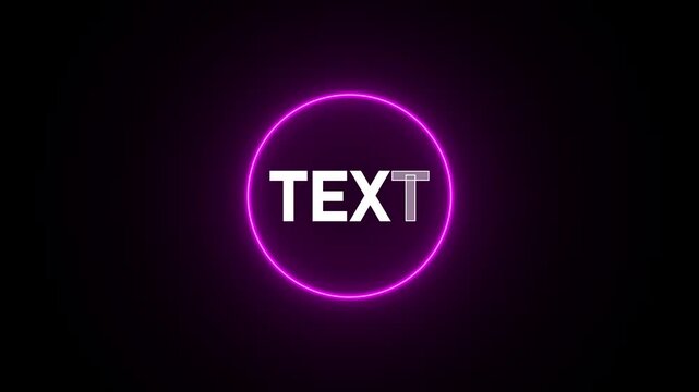 TEXT abbreviation inside a glowing blue neon circle on a dark background TEXT