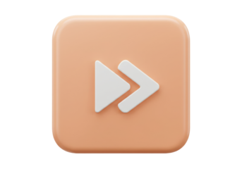 Isolated Right Arrow Media Player Icon for Fast Forwarding and Playback in 3D Style Design