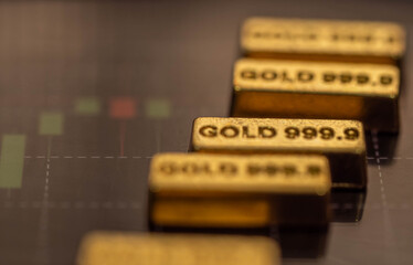 Gold Bars and Financial Chart — Investment and Market Price Concept	