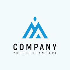 Letter M Mountain Logo Concept Vector Template