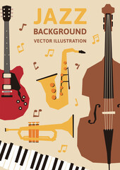Vertical A-size background material. Vector illustration of a jazz band retro poster design