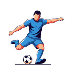 Dynamic soccer player in action kicking a ball, capturing the energy and passion of the sport for dynamic sports marketing and design projects