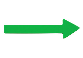 Isolated bright green arrow pointing to the right direction in simple flat design style