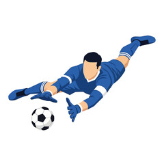 Dynamic soccer goalkeeper dives low to make a crucial save, capturing the thrill and intensity of a professional match in motion.