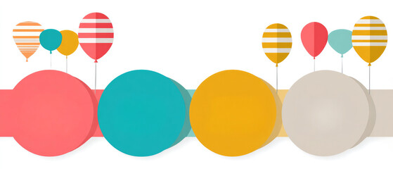 Celebration planning infographic bar with steps featuring colorful balloons and circular elements for event design