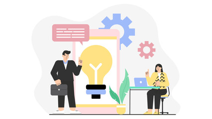 Startup Team Planning Cross-Functional Hackathon Flat Vector Illustration