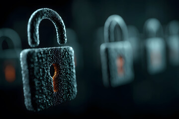 Digital Security Concept Featuring Close-up of Futuristic Padlock Design for Technological Applications
