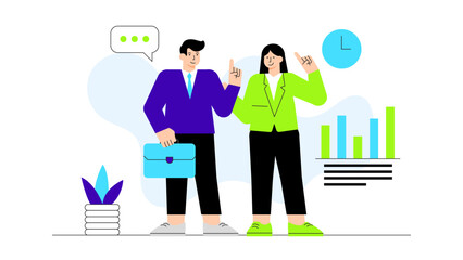 Freelancer Submitting Project Milestones to Client Flat Vector Illustration