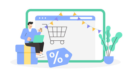 E-commerce Team Planning Holiday Season Promotions Flat Vector Illustration