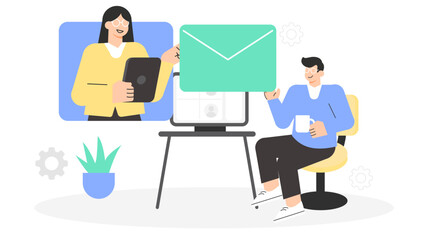 Freelancer Submitting Project Milestones to Client Flat Vector Illustration