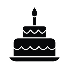 Flat Vector Icon Of Birthday Cake Celebration
