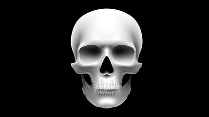 Fototapeta premium Skull, A simple graphic of a skull on a black background. White shape, Minimalistic design, suitable for a T-shirt print. 