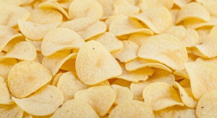 Heap of crisp golden potato chips
