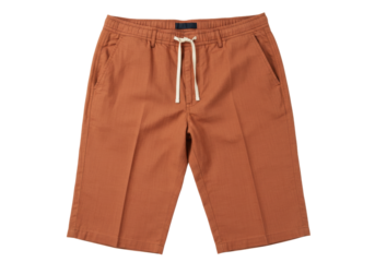 Isolated copper-colored chino shorts with a drawstring waist, perfect for casual wear