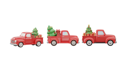 3d Red truck with tree cane png