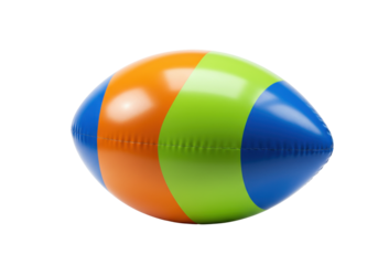Isolated colorful inflatable beach ball looks like an American football, fun recreation