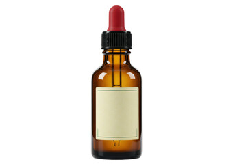 Isolated brown cosmetic serum bottle with pipette for essential oils or aromatherapy liquid