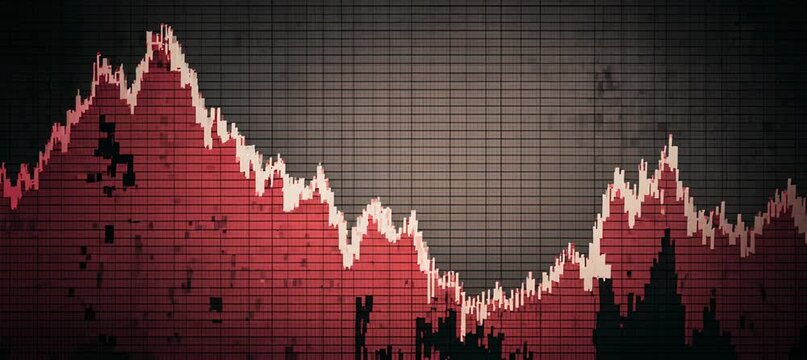 Stock market crash crisis graph. Finance statistic value trade data. Generative video AI technology.