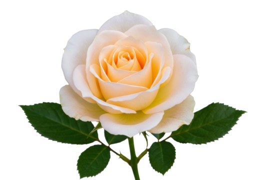 Isolated elegant light peach color rose bloom close up, perfect for feminine product marketing