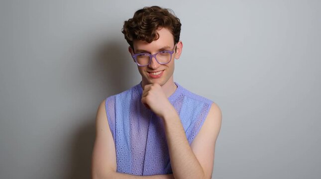 Woke nonbinary youth. Gender transition. They, them. Pride. LGBT community. Trans person. Enby