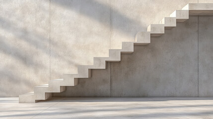 Obraz premium Minimal staircase design with geometric patterns and soft shadows creates serene atmosphere