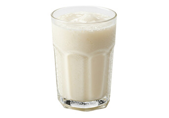 Isolated glass with dairy beverage for nutrition and breakfast enjoyment on a daily basis