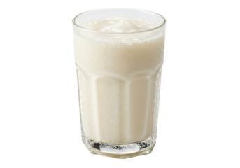 Isolated glass with dairy beverage for nutrition and breakfast enjoyment on a daily basis